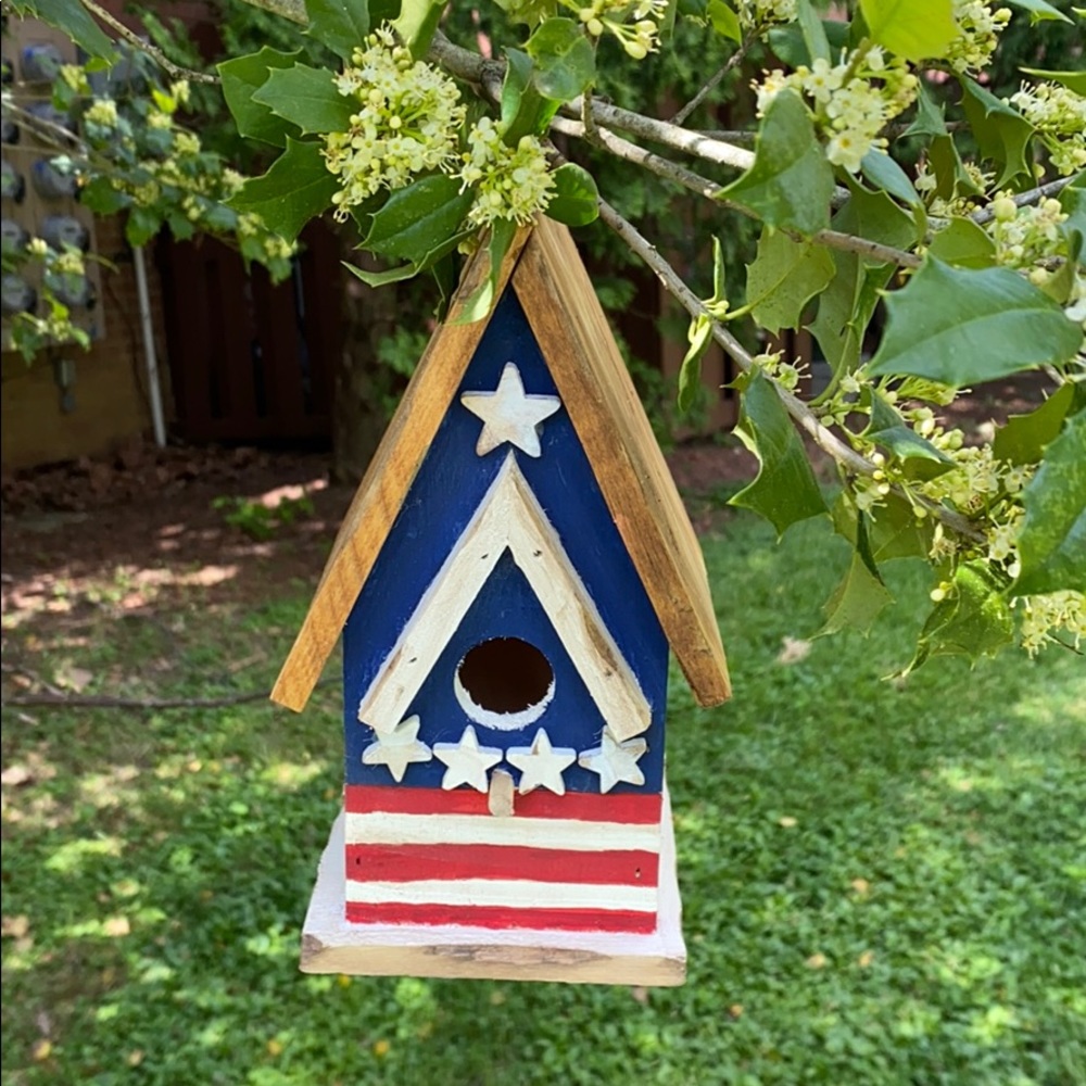 🇺🇸 Handpainted Americana Birdhouse - Functional - Picture 4 of 11